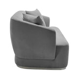 Monaco Grey Bouclé Sofa & Loveseat Set – Modern Curved Living Room Furniture