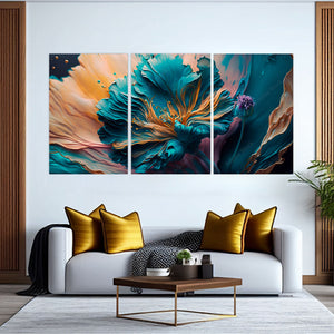 Tempered Glass - Triptych Floral Harmony Wall Art Decor