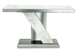 47" Console Table Grey Mirror & Marble