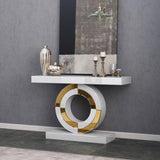 47" Console Table White & Gold Mirror