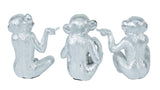 3pc Silver Monkeys Set (See no Evil, Hear no Evil, Speak no Evil) - Home Decor