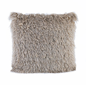 Beige Shaggy Lurex Throw Pillow