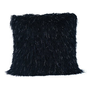 Black Shaggy Lurex Throw Pillow