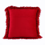 Red Shaggy Lurex Throw Pillow