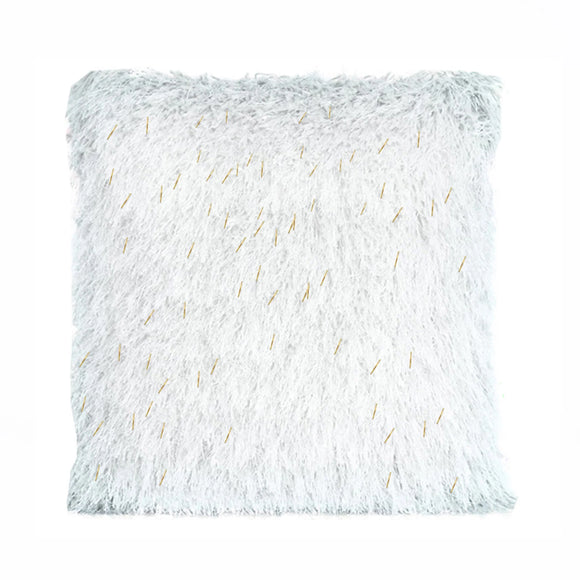 White shag throw sales pillow