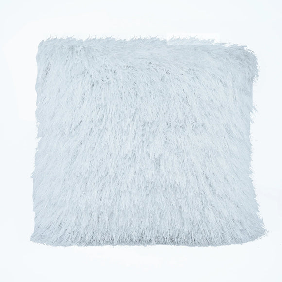 White Shaggy Lurex Throw Pillows