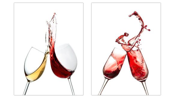 Temperd Glass Art - 3PC Wine Glasses Wall Art Decor