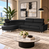 Almira Black Left Sectional Sofa – Modern Eco Leather