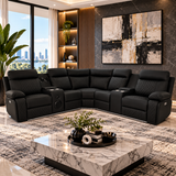 Chicago Black Power Reclining Sectional Sofa – LED Lights & Speakers