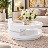 Deluxe Modern Rotating Coffee Table – High Gloss White