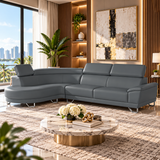 Almira Grey Left Sectional Sofa – Modern Luxury Eco Leather