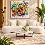 Grace Curved Sectional Sofa with Pillows – Beige