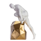 Sensuality Man Sculpture // Matte White And Gold - Home Decor