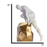 Sensuality Man Sculpture // Matte White And Gold - Home Decor