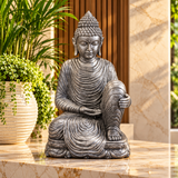 Silver Magnesium Oxide Buddha Indoor Outdoor Meditating Garden Sculpture
