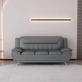 Venecia Modern Grey Faux Leather Sofa Set – 2 Piece Living Room Set