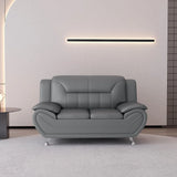 Venecia Modern Grey Faux Leather Sofa Set – 2 Piece Living Room Set