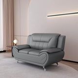 Venecia Modern Grey Faux Leather Sofa Set – 2 Piece Living Room Set