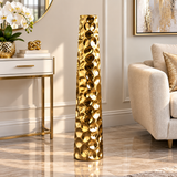 Gold Ceramic Geometric Bubble Vase with Concaved Circles - 8" X 8" X 39"