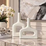 Modern White Abstract Vases Set of 2 | Luxury Home Decor