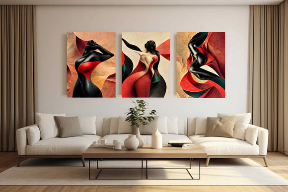 Acrylic Art -Zentar Red Woman Silhouette Modern - Wall Art Decor