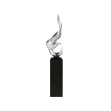 Flame 65" Tall Floor Sculpture // Chrome with Black Stand