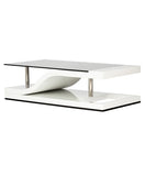Bamboo Modern Coffee Table – White Gloss & Smoked Black Glass