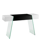 Bronx Console Table – Modern White & Black Console with Glass Legs