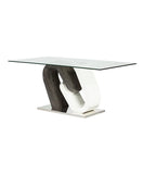 Anoris Modern Glass Coffee Table – White Gloss & Grey Washed Wood Look