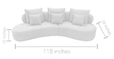 Grace Curved Sectional Sofa with Pillows – Grey