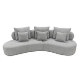 Grace Curved Sectional Sofa with Pillows – Grey