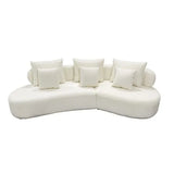 Grace Curved Sectional Sofa with Pillows – Beige
