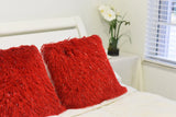 Red Shaggy Lurex Throw Pillow