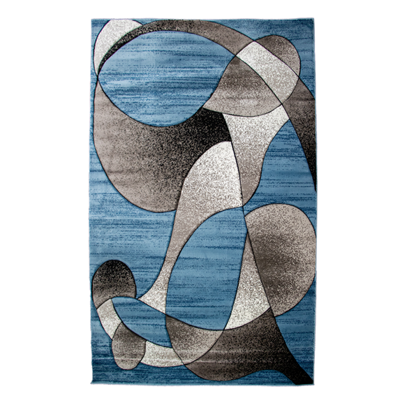 Modern Grey and Blue Abstract Rug