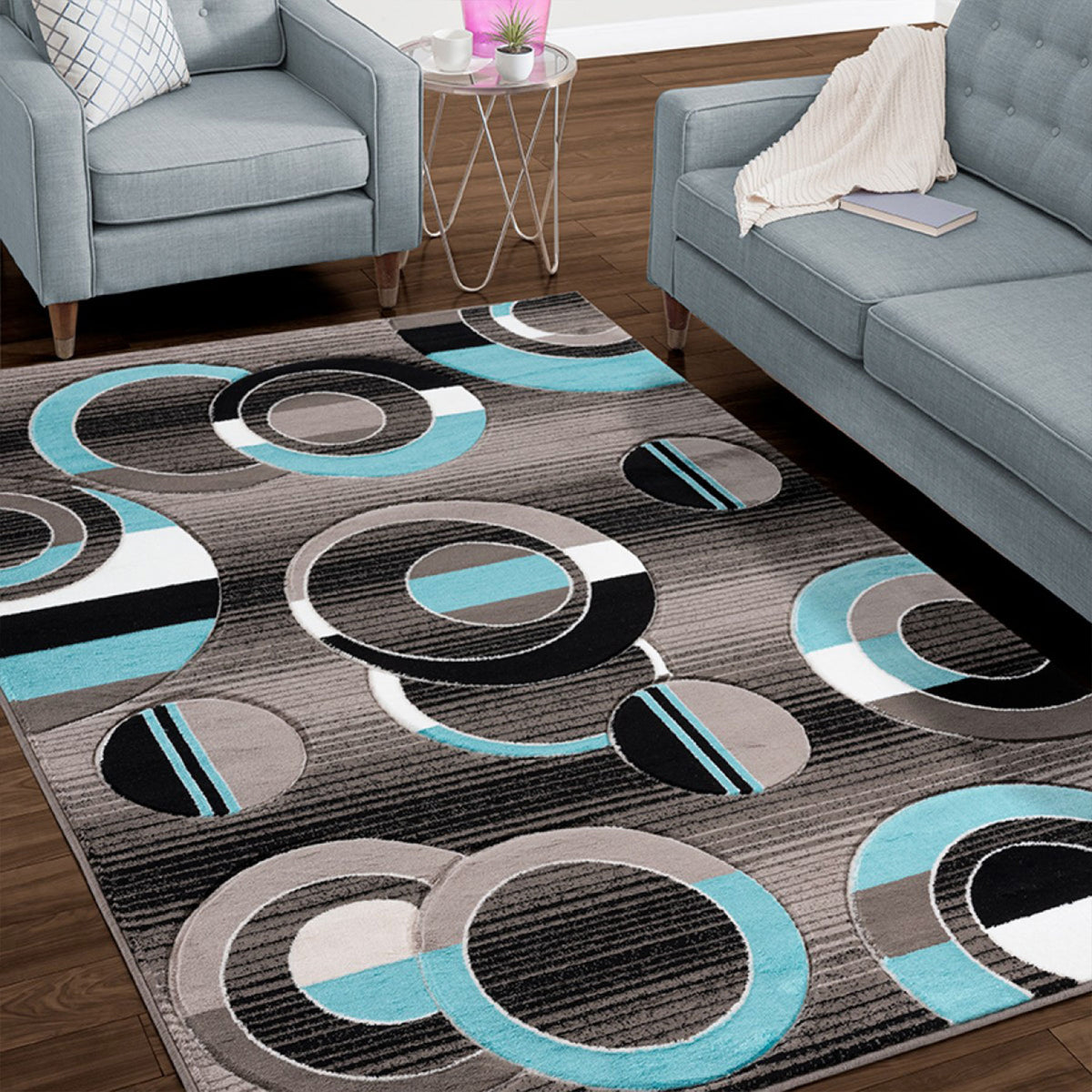 Geometric Modern Blue Circle Rug Galeria Home Store