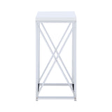 Contemporary Glossy White and Chrome Accent Table