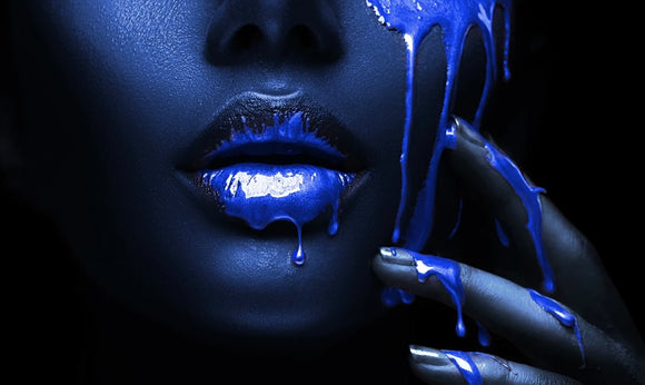 Tempered Glass Art -  Blue Women Face Wall Art Decor