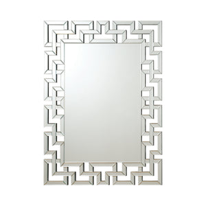 Silver Interlocking Greek Frameless Wall Mirror - 37"x 47"