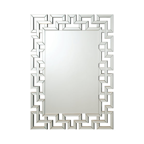 Silver Interlocking Greek Frameless Wall Mirror - 37