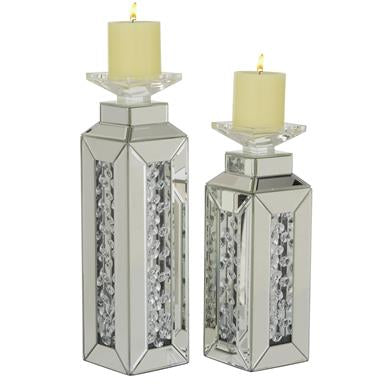 Glam Pedestal Glass Candle Holder Set