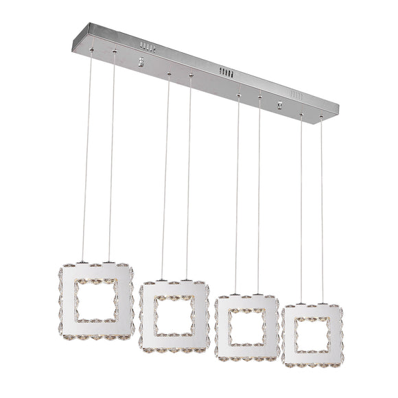 Stainless Steel and Cristal - Ceiling Lamp 3 Rings Adaptable