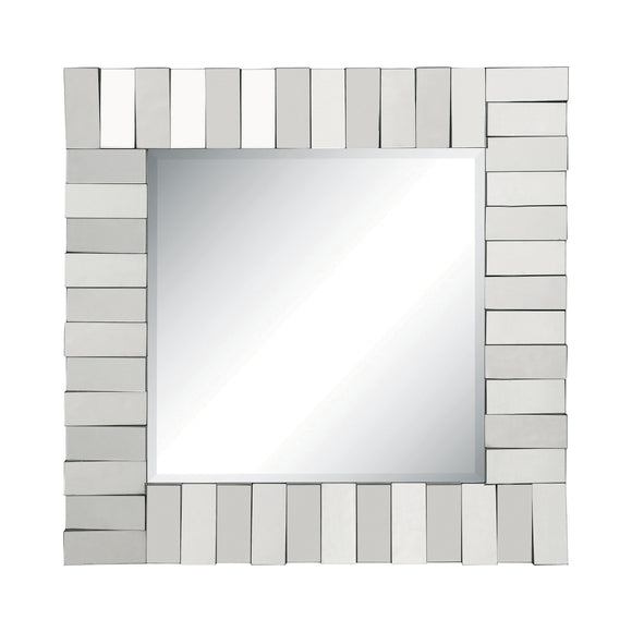 Silver Square Wall Mirror With Layered Panel - 31.5