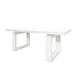 Rectangular Dining Table MDF White High Gloss Top and Leg