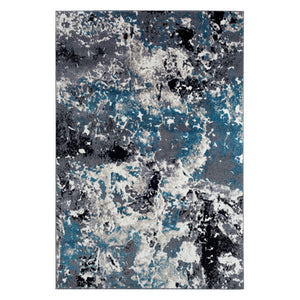 Modern Grey and Blue Abstract Rug