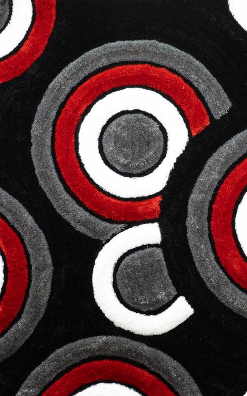 Modern Red and Grey Circles Area Rug