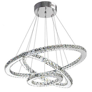 Ceiling Lamp - 3 Rings Adaptable - Lighting - Stainless Steel and Crystal