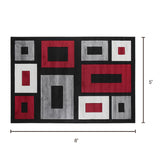 Geometric Modern Red Square Rug