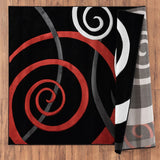 Modern Black and Red Abstract Rug