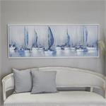 Canvas Art - Blue Sail Boat Framed Wall Art Decor