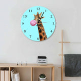 Giraffe with Pink Bubble Gum Round/Square Acrylic Wall Clock